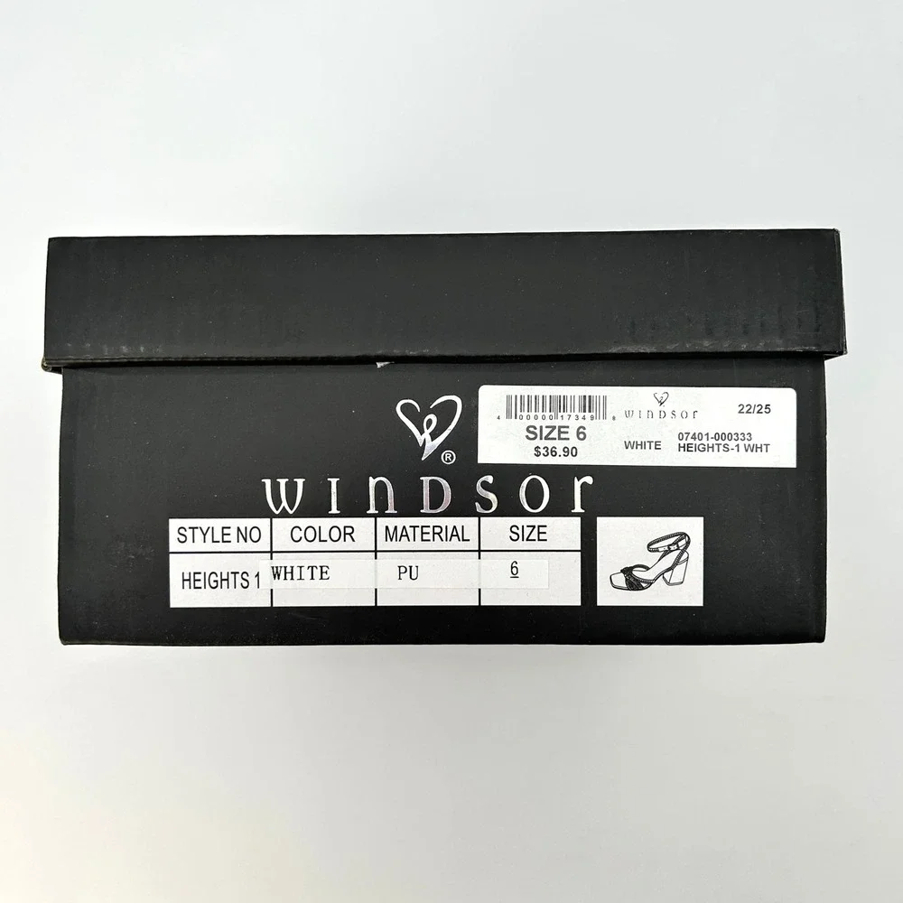 Windsor Chic Steps Womens Block Heels Sz. 6 White Braided Ankle Wrap Elegant NEW